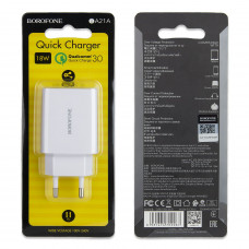 Сетевое зарядное устройство USB Borofone BA21A (18W / QC3.0) белое