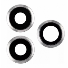 Стекло камеры для iPhone 12 Pro Max с ободком (комплект 3шт) серебро