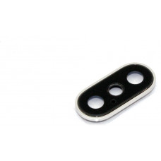Стекло камеры для iPhone X c ободком (серебро)